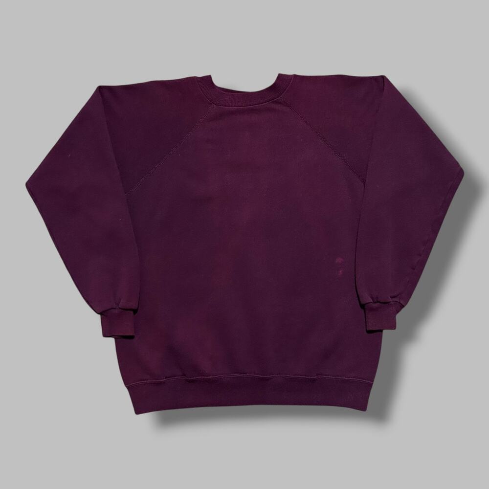 Vintage 80s Raglan Sweatshirt Blank Crewneck Pullover Wine Red Womens Large